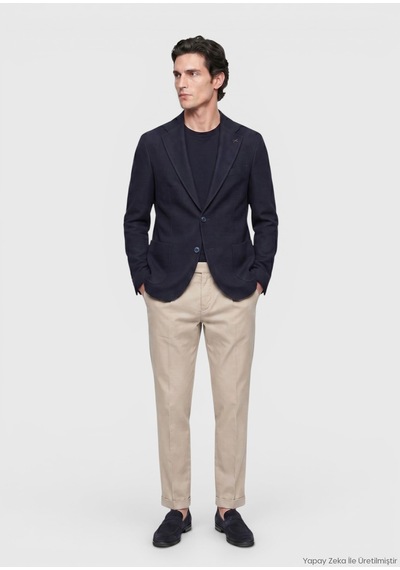 Ramsey Açık Lacivert Shirt Shoulder Slim Fit Yün Karışımlı Ceket