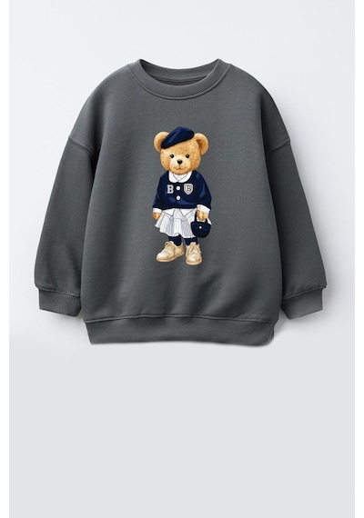 Monila Kız Çocuk 3 İplik Kumaş Pamuklu Ayıcık Baskılı Sweatshirt Antrasit Monila Kız Çocuk 3 İplik Kumaş Pamuklu Ayıcık Baskılı Sweatshirt Antrasit