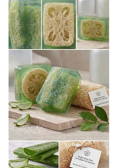 Bitkisel Aloe Vera Özlü Doğal Süt Kabağı Süngerli Sabun Doğanın Nemlendirici Dokunuşu 100 110gr Fresh