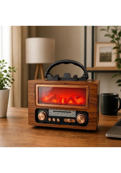 Buffer Şömine Görünümlü Bluetooth Hoparlör, Nostaljik Radyo Ve Kablosuz Müzik Çalar