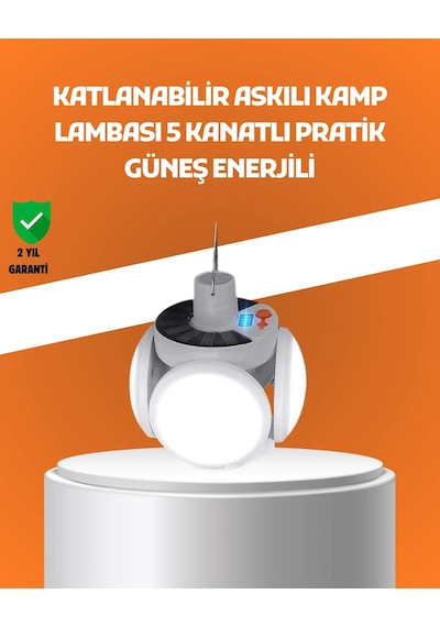 Çok Amaçlı Katlanabilir Güneş Enerjili Kamp Lambası Masa Üstü Ve Asılabilir Kullanım Çok Renkli