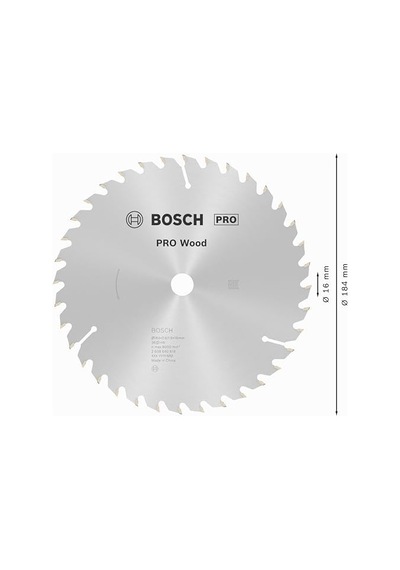 Daire Testere Bıçağı, Gri, 184x16x2.6 Mm, 36, 1 Adet