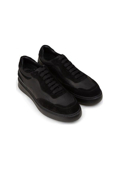 Deery Erkek Siyah Hakiki Deri Sneaker Ayakkabı - 02013msyhe01