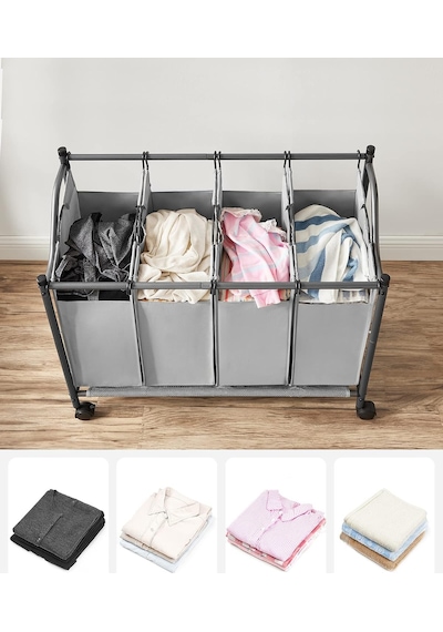 Tekerlekli Çamaşır Sepeti, 4 Çıkarılabilir Kumaş Cepli Çamaşır Ayırıcı, Çamaşır Toplayıcı, Oyuncaklar İçin Saklama Yeri, Ahır, 4 X 35 Litre, Gri Lsf005gs Çok Renkli Tekerlekli Çamaşır Sepeti, 4 Çıkarılabilir Kumaş Cepli Çamaşır Ayırıcı, Çamaşır Toplayıcı, Oyuncaklar İçin Saklama Yeri, Ahır, 4 X 35 Litre, Gri Lsf005gs Çok Renkli