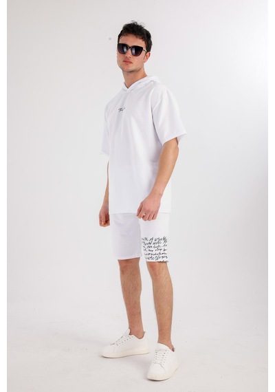 Oceano Kapüşonlu Sweatshirt & Şort Takım - Krem Krem Oceano Kapüşonlu Sweatshirt & Şort Takım - Krem Krem