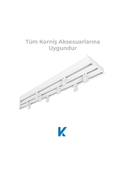 4 Metre 1. Sınıf Polyester Kalın Perdeler Için Tutucu Ray Korniş Genel