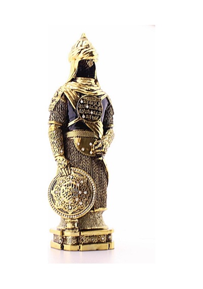 Polyester Üzerine Metal Kaplama Biblo Zırhlı Cevşen Ayetli Asker Gold Biblo 3 Boyutlu Küçük Boy 24cm