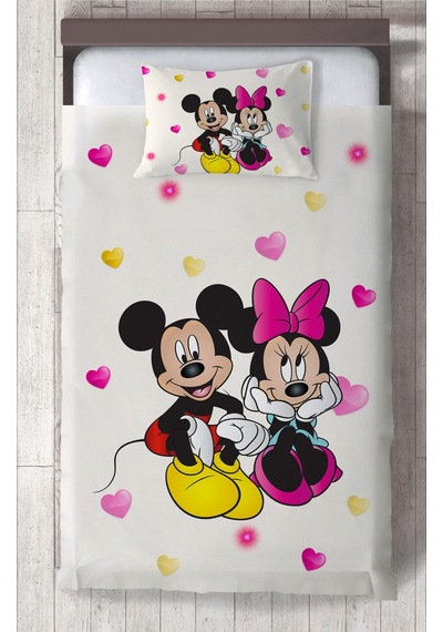 Mekta Home Bebek Ve Çocuk Odası Mickey Ve Minnie Mause Desenli Yatak Örtüsü Renkli
