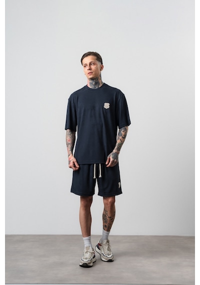 Erkek Route 07 Arma Detaylı Regular Fit T-shirt Şort Takım Lacivert