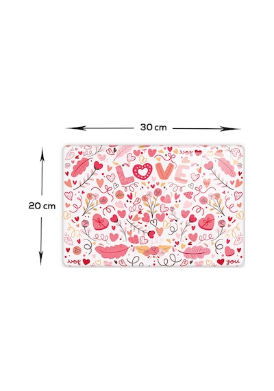 Decorita Cam Kesme Tahtası|Love - Renkli|20cm x 30cm