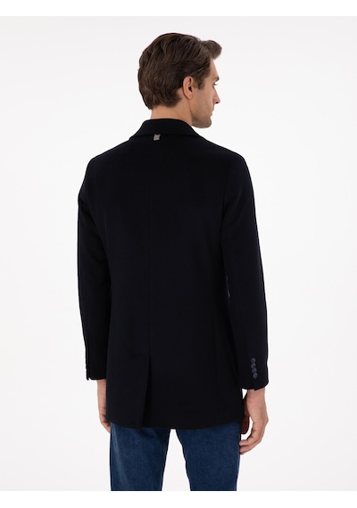 Cacharel Lacivert Yün Karışımlı Ex. Slim Fit Palto