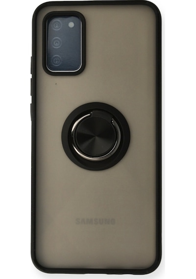 Samsung Uyumlu Galaxy A02s Uyumlu Kılıf Montreal Yüzüklü Silikon Kapak - Siyah