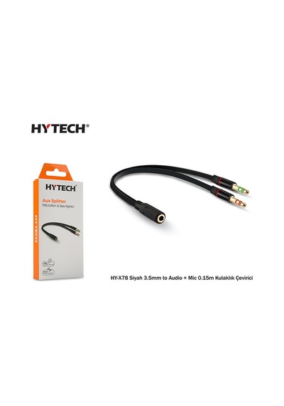 Hytech Hy-X78 Siyah 3.5Mm To Audio + Mic 0.15M  Kul