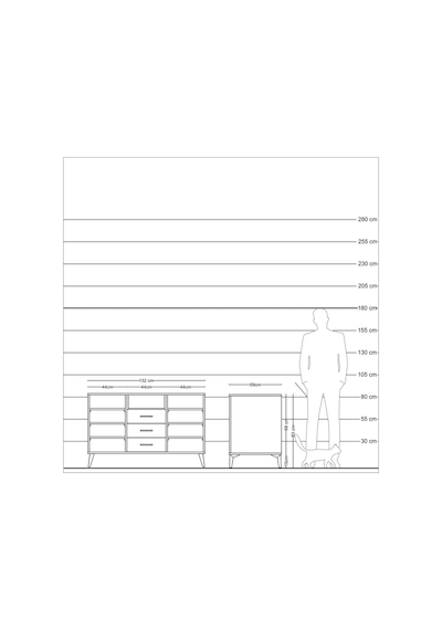 Kronos Konsol 7 Raflı 3 Çekmeceli 132x59x83 Çam-çam/çam Çam/çam