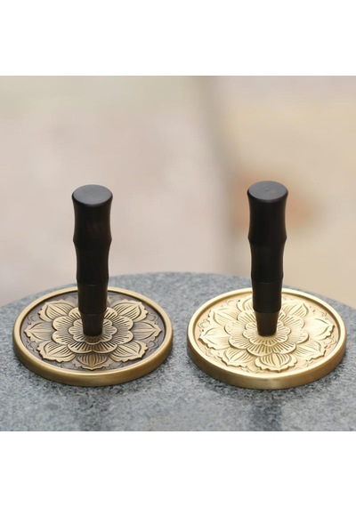 Mühür Mumu Pirinç Damga 50mm 3d Lotus Desen A + Sandal Ağacı Sap Karışık