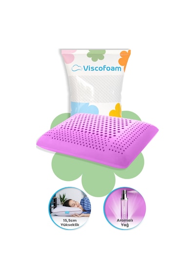 Viscofoam Aroma Terapi Hava Kanallı Ortopedik Yastık Visco Yastık Lavanta 60x4016cm