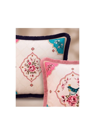 Kuş Ve Çiçek Desenli 4 Lü Saçaklı Kırlent Kılıfı 45 x 45