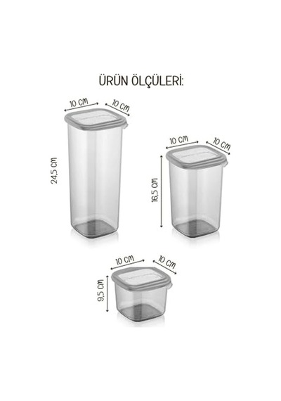 Beyaz Serigrafi Etiketli Kare Erzak Saklama Kabı 12'li Set 4x 0,55 Litre, 1,2 Litre, 1,75 Litre Diğer