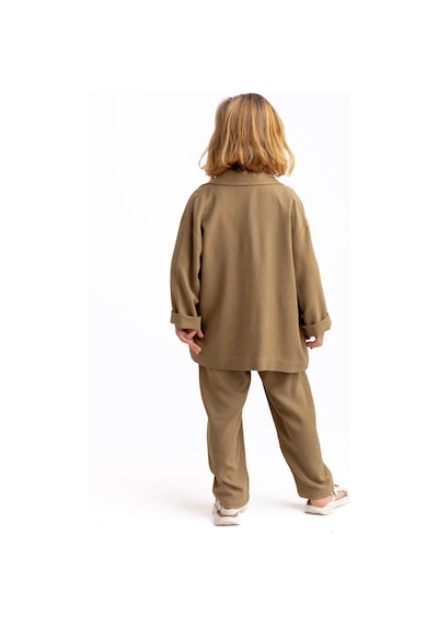 Oliven The Kid Unisex Klasik Keten Pantolon Caramel Caramel Kahverengi