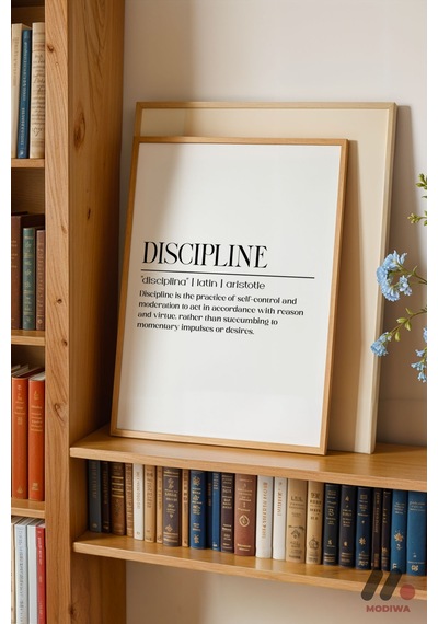 Discipline Tanım Posteri, Ahşap Çerçeveli Duvar Tablosu - Motivasyon Hediyesi
