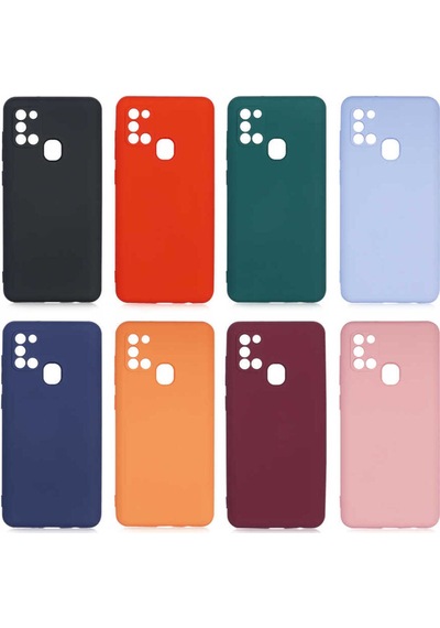 Samsung Galaxy A21s Uyumlu İçi Kadife Kamera Korumalı Renkli Silikon Kılıf