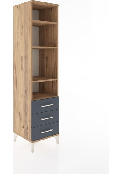 Hyperion Dolap 4 Raflı 3 Çekmeceli 44x44x182 Çam-antrasit Çam