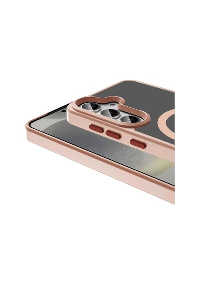 Vendas Galaxy Uyumlu S25 Plus Kılıf M-safe Şarj Özellikli Mat Arka Yüzey Zore Sio Kapak + Hayalet Ekran Koruyucu Rose Gold