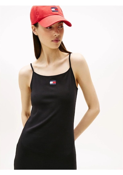 Tommy Hilfiger Tjw Strappy Badge Rıb Mıdı Dress-8722 Black
