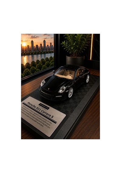 Porsche 911 Carrera S Diecast Model Araba 1:32 Ölçek Özel Standlı Kutulu Porsche Diecast Siyah