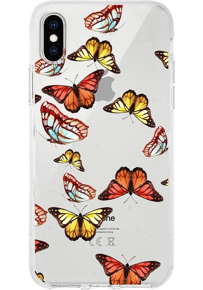 Apple Uyumlu iPhone Xs İle 1mm Slim Fit Water Color 2 Baskılı Şeffaf Kılıf