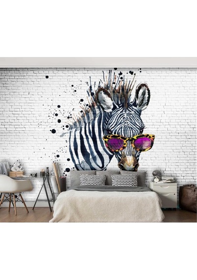 3 Boyutlu Taş Duvar Zebra Desen Duvar Kağıdı