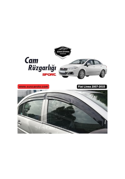Fiat Linea 2007-2015 Uyumlu Mugen Cam Rüzgarlığı Seti Piano Black 4'lü İthal (00) (ŞüsCarOto Aksesuar)