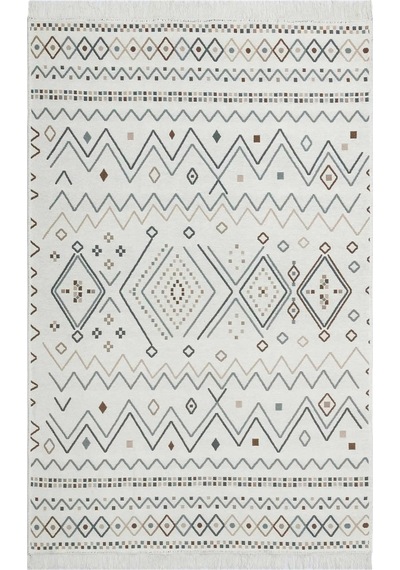 Arya Ar 05 Beige Blue %100 Geri Dönüşümlü Pamuktan Çift Taraflı Yıkanabilir Modern Dekoratif Kilim