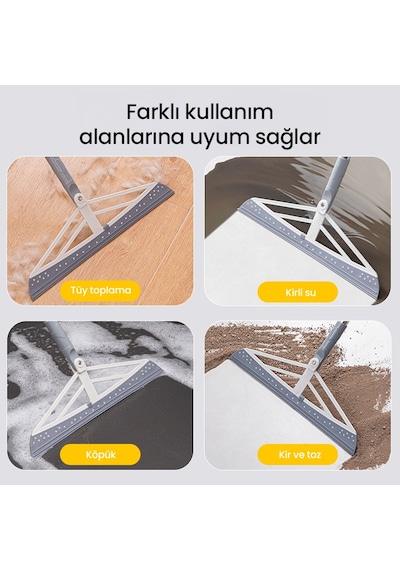 Vusıgn Sihirli Süpürge Silikon Başlıklı Çok Amaçlı Temizlik Çekçeği 34,5x90,5 Cm Ahşap Rengi