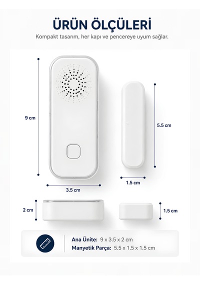 Fletvi Smart Akıllı Kapı Ve Pencere Dedektörü Alarm Sistemi Anlık Bildirimli Alarm Sistemi Sesli Işıklı