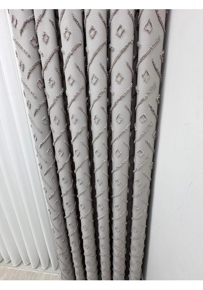 Nivemeshome Sedef Gri 1/3 Pileli Fon Perde 50x250