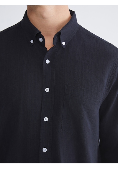 Lcwaıkıkı Classic Lacivert Regular Fit Uzun Kollu Erkek Dokulu Gömlek