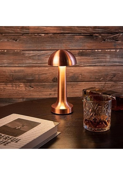 Ba-er Modern Taşınabilir Masa Lambası, Şarj Edilebilir Batarya, Led, 24 Saate Kadar Uzun Kullanım Süresi, Şık Restoranlar/yatak Odası/akşam Yemeği/kahve Masası 3 Seviye Parlaklık, Metal - Bakır Renk Diğer