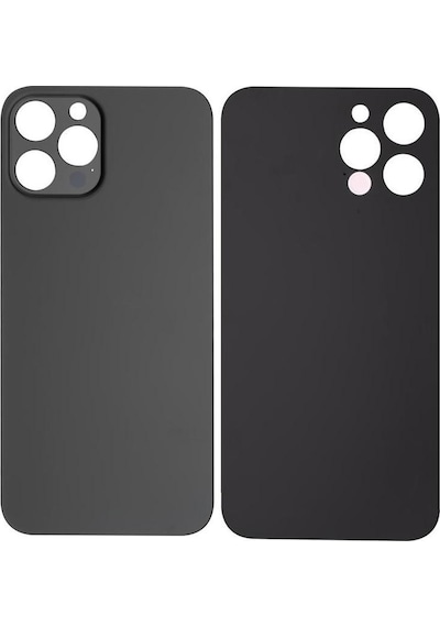 Apple Uyumlu iPhone 12 Pro Max Logolu Arka Pil Batarya Kapağı - Lens Hariç Siyah