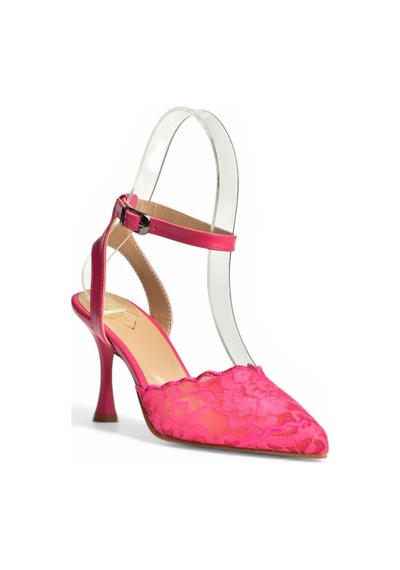 Fox Shoes Y752044206 Fuşya Dantelli İnce Topuklu Kadın Ayakkabı