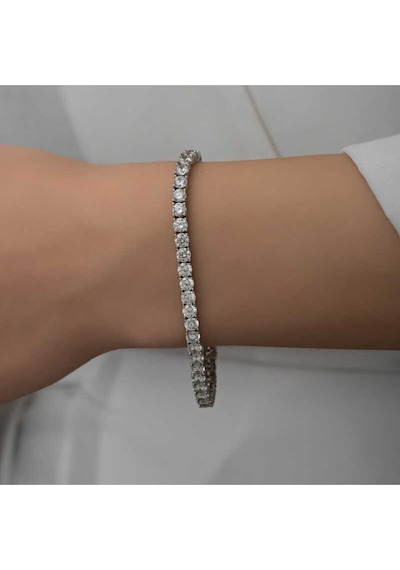 Casera's Gümüş 2.5 Mm Beyaz Taşlı Su Yolu Kadın Bileklik Csr2185591 Gümüş