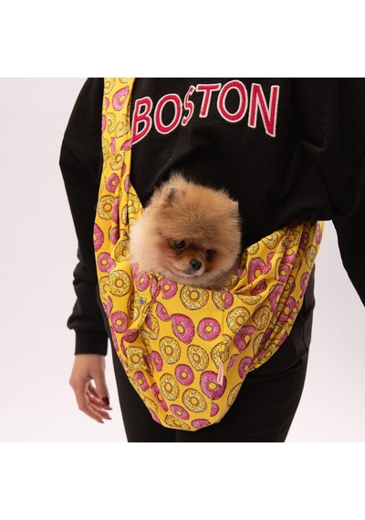 Pawstar Donut Desenli Crossbody Çanta Kedi Köpek Taşıma Çantası
