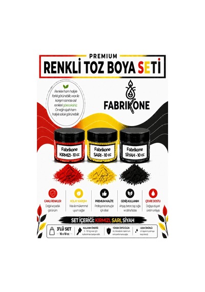 3'lü Set Premium Parafin Soya Wax Toz Mum Boyası Hobi Seti - 10 Cc Kırmızı, Sarı, Siyah Bkfab3ksrs10g Karışık