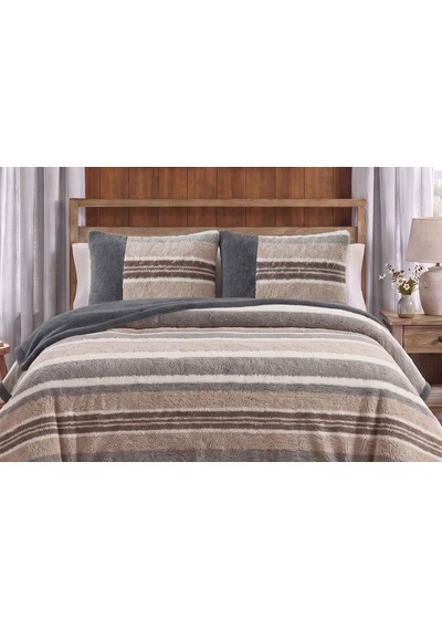 Merinos Loft 3 Parça Battaniye Seti Mozel Gri