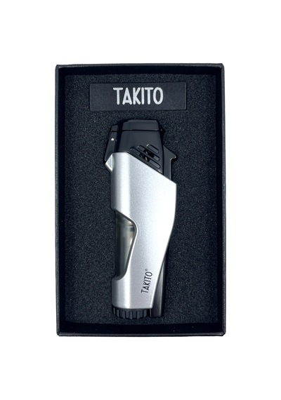 Takıto Çift Torch Pürmüzlü Puro Çakmağı Hediye Kutulu - Gri