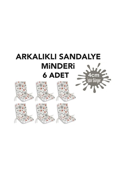 Viphomeconceptltd Sandalye Minderi Arkalıklı Büyük Fermuarlı 6 Adet Marin Desen