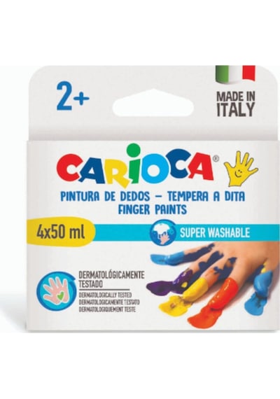 Carioca Bebek Parmak Boyası 4 Renk 4 x 50 ML Süper Yıkanabilir 2+