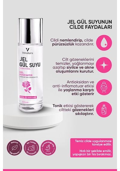 Velvatura Doğal Jel Gül Suyu 100 ML