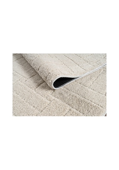 Raschel Carpet Kaymaz Taban Moopy Oval Krem Bukleli Yumuşak Soft Dokuma Yolluk Halı Salon Halısı Lp1001a Krem Krem
