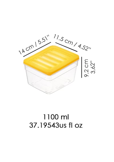 8'li Derin Buzdolabı Organizer Set Düzenleyici Saklama Kabı Mikrodalga Difriz Kabı 1100 ML Sarı